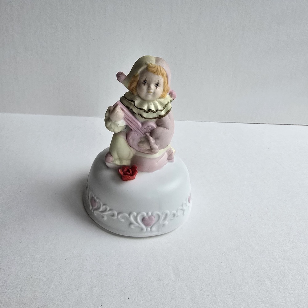 Vintage 1981 Enesco Musical Clown Figurine Everything Is Beautiful Bisque Pink